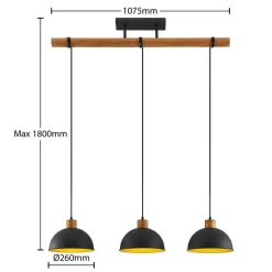 Flurin hængelampe, 3 lyskilder, 107 cm, sort, metal^Lindby Sale
