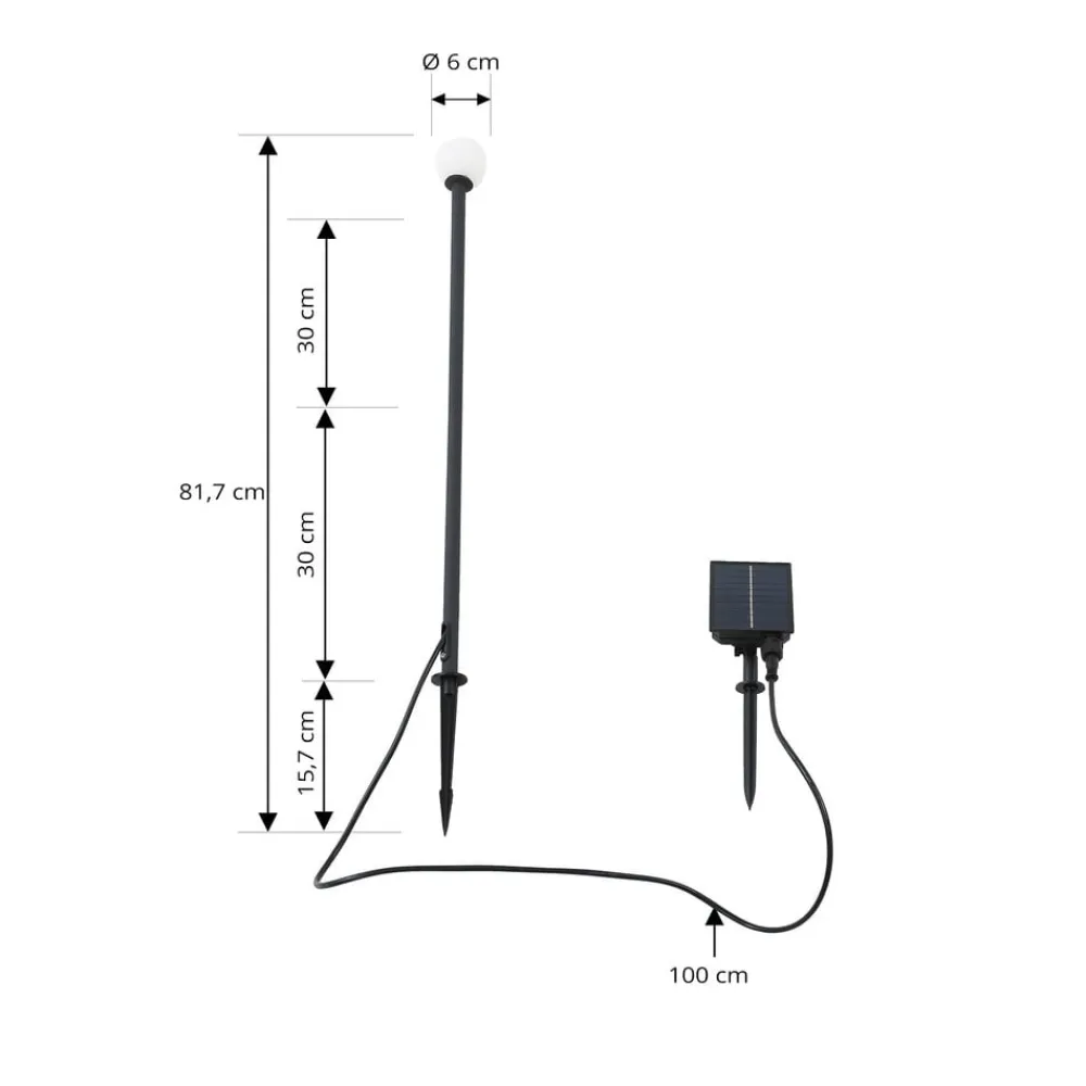 Lindby Freydis LED-solcellelampe, sort, aluminium, 2.000 K