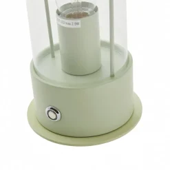 Lindby genopladelig bordlampe Yvette, grøn, IP44, touchdæmper