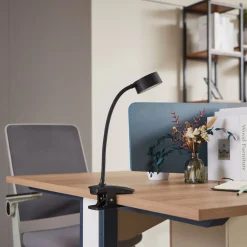 Lindby genopladelig klemmelampe Maori, sort, metal, CCT