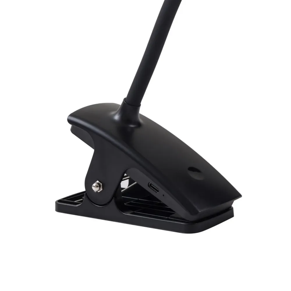 Lindby genopladelig klemmelampe Maori, sort, metal, CCT