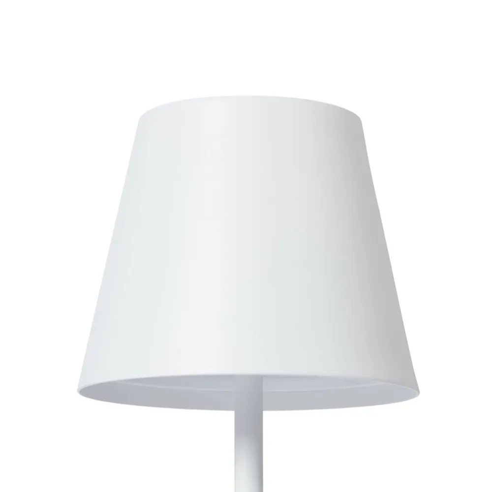 Lindby genopladelig LED-bordlampe Janea CUBE, hvid, metal