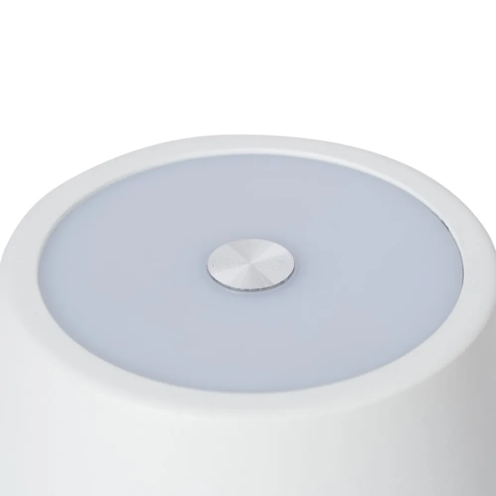 Lindby genopladelig LED-bordlampe Janea CUBE, hvid, metal