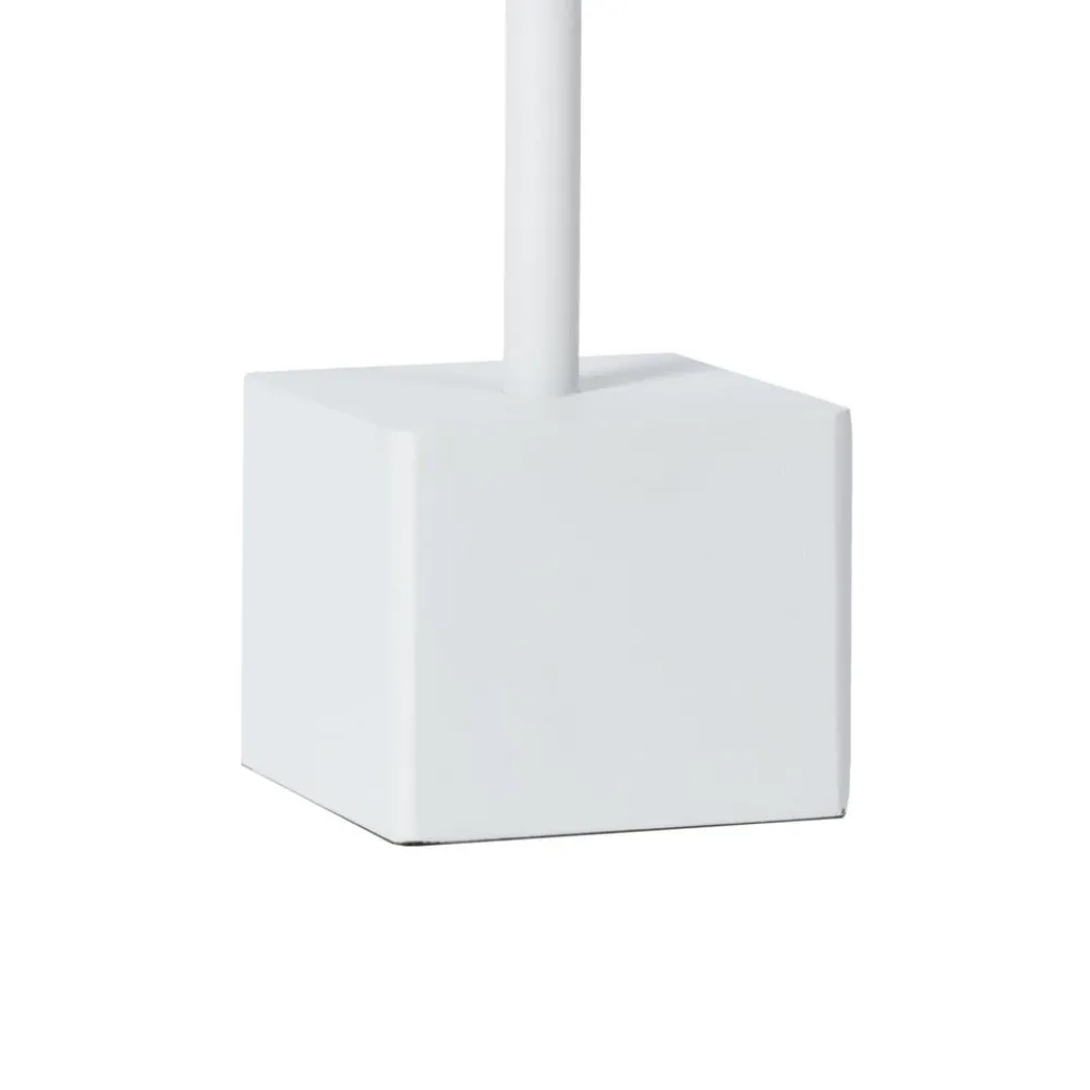 Lindby genopladelig LED-bordlampe Janea CUBE, hvid, metal