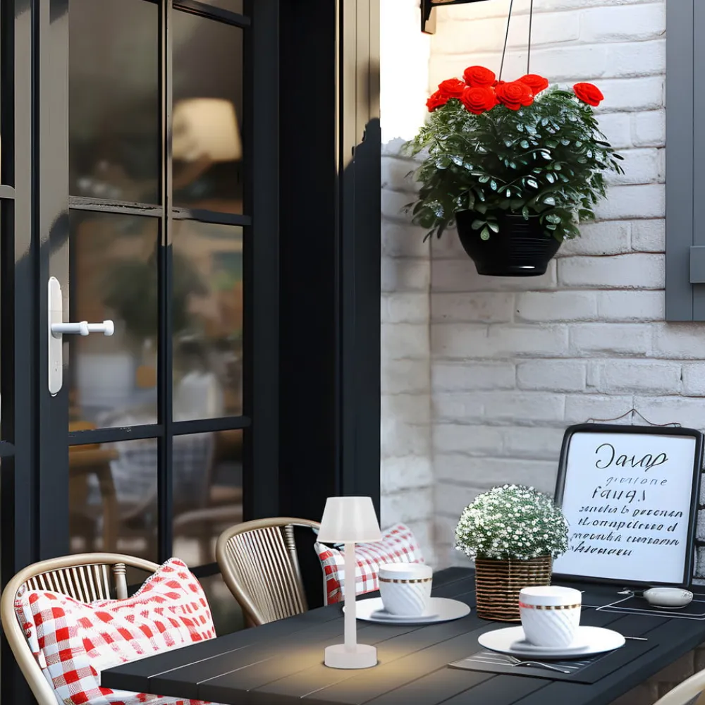 Lindby genopladelig LED-lampe Gaja, hvid, USB, IP44, RGBW, dæmpbar