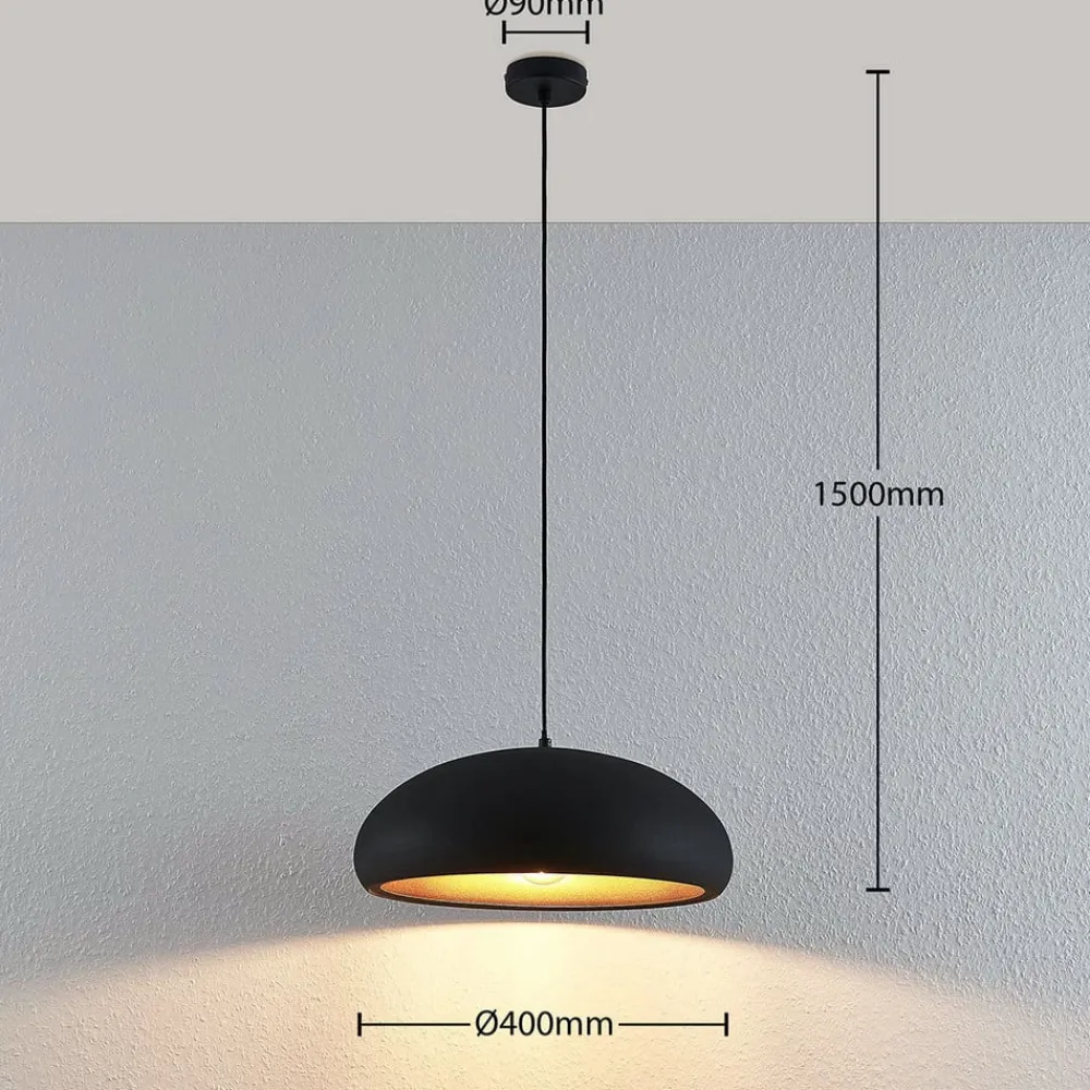 Lindby Gang|Pendellamper>Gerwina pendellampe, sort/guld, metal, 40 cm, E27