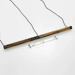 Grady hængelampe, messing/klar, 110 cm, metal, glas^Lindby Outlet