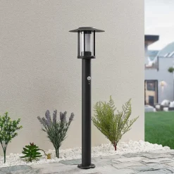 Lindby Gadebelysning Med Sensor|Terrassebelysning>Gregory LED-vejlampe, 76 cm, sensor, mørkegrå, IP44