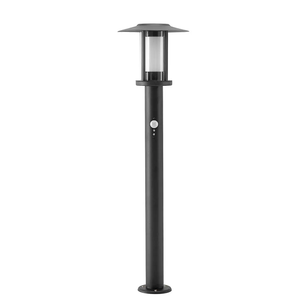 Lindby Gadebelysning Med Sensor|Terrassebelysning>Gregory LED-vejlampe, 76 cm, sensor, mørkegrå, IP44