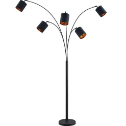 gulvlampe Abiram, sort/guld, tekstil, 70 cm^Lindby