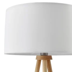 Lindby gulvlampe Adamio, Ø 45,5 cm, hvid, tekstil, stativ