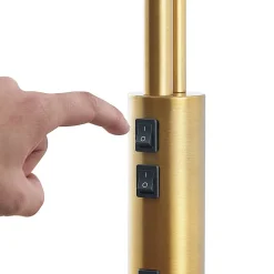 Lindby Gulvlampe Aovan, bronzefarvet, hylde, USB-port