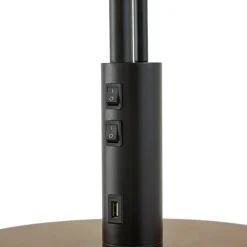 Lindby Gulvlampe Aovan, sort, hylde, USB-port