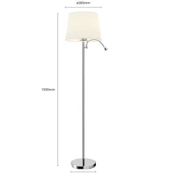 Lindby gulvlampe Benjiro, hvid, tekstil, læselampe, 150 cm