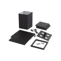 gulvlampe Birta, sort, hylde, træ, 159 cm^Lindby Discount