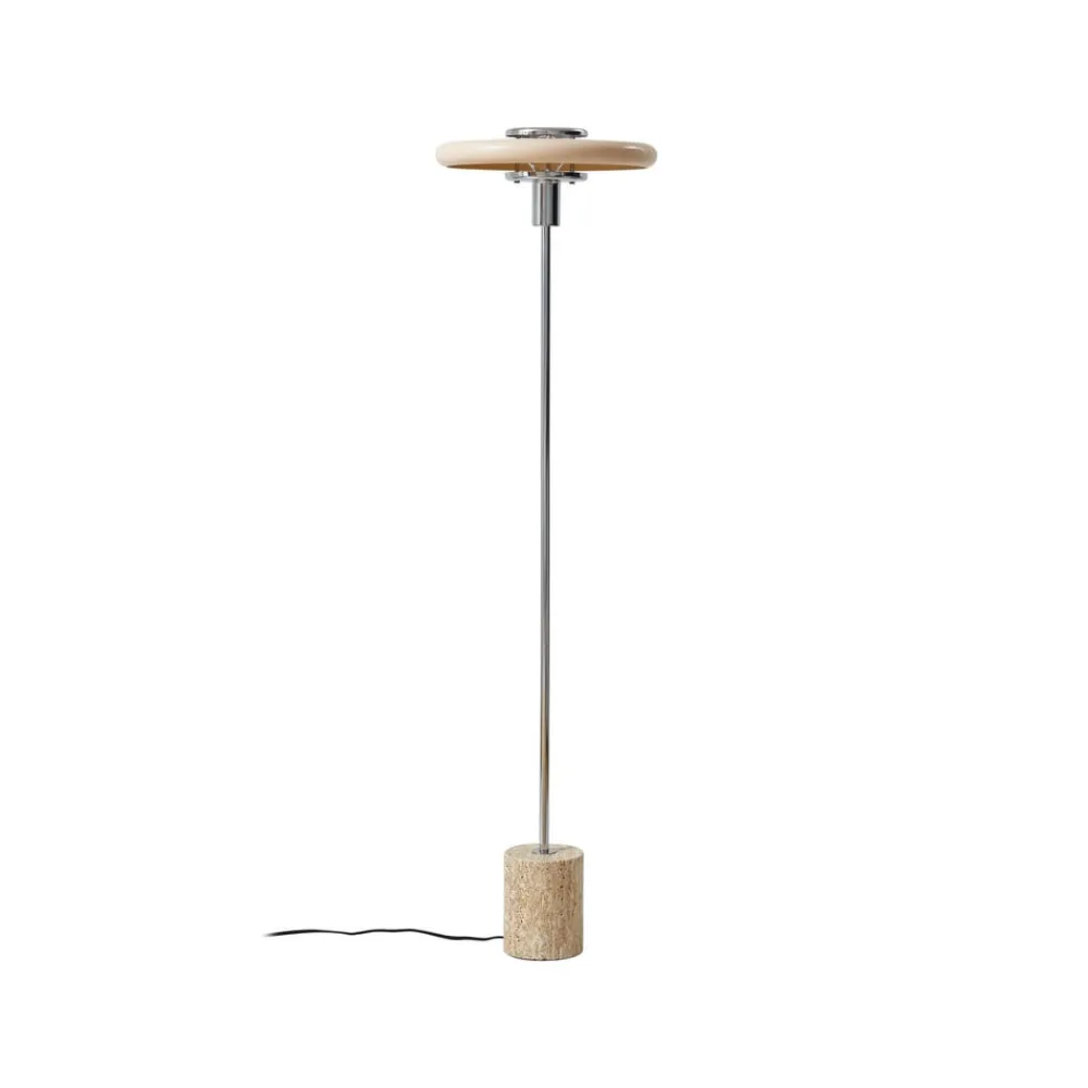 Lindby Pendellamper|Gulvlamper>gulvlampe Branford, retro, beige, metal/travertin