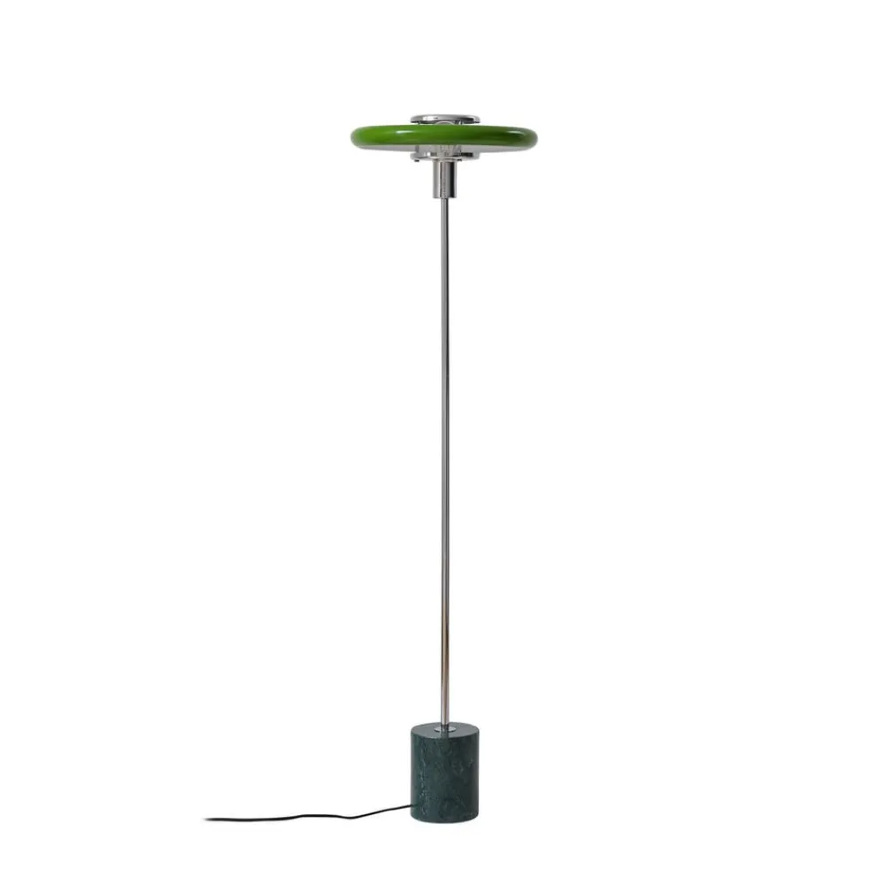 Gulvlampe Branford, Retro, grøn, metal/marmor^Lindby Discount
