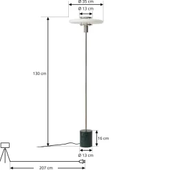 gulvlampe Branford, retro, hvid/grøn, opalglas/marmor^Lindby Online