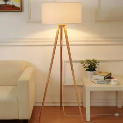 Lindby Gang|Pendellamper>gulvlampe Charlia, hvid, træ, højde 150 cm