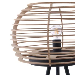 Lindby gulvlampe Ediz, sort, træ, 159 cm høj, E27