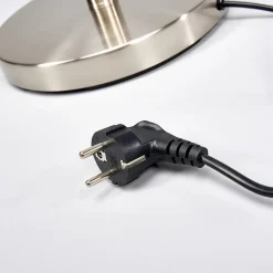 Lindby gulvlampe Elaina, 180 cm, nikkelfarvet, læselampe