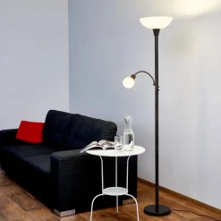 gulvlampe Elaina, læselampe, rustfarvet, 180 cm, E27^Lindby New