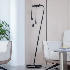 gulvlampe Elira, sort, metal, 150 cm høj, E27^Lindby New