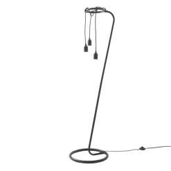 gulvlampe Elira, sort, metal, 150 cm høj, E27^Lindby New
