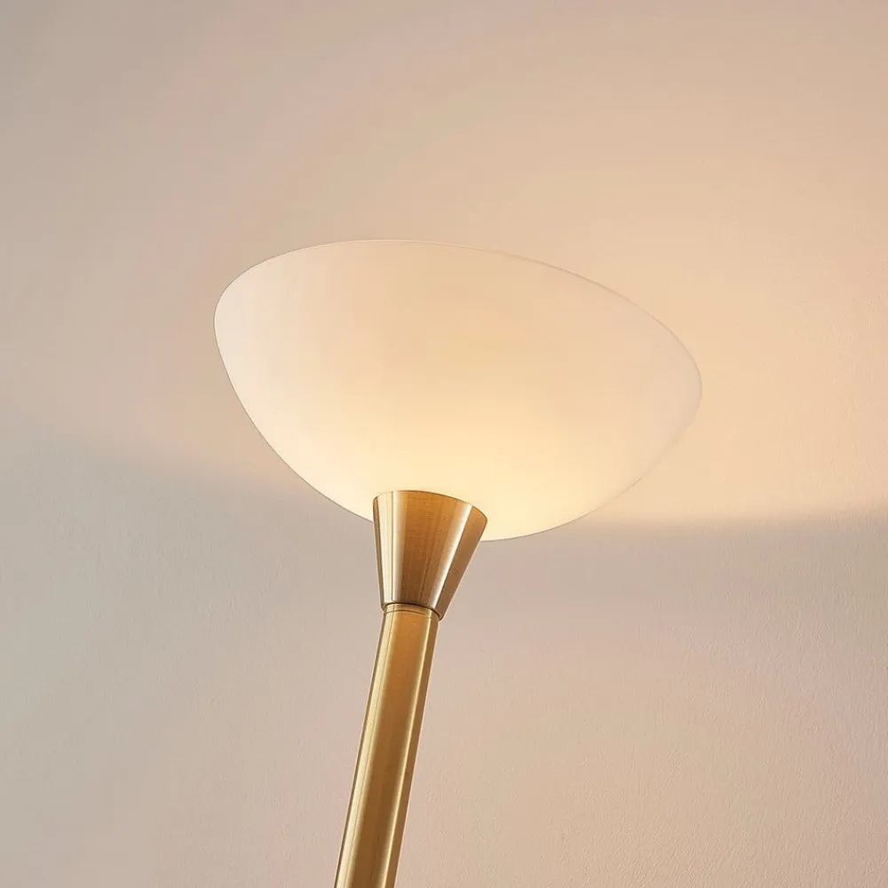 Lindby Gulvlamper|Gulvlamper>gulvlampe Ignacia, messingfarvet, glas, 180 cm, E27