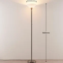 gulvlampe Ignacia, nikkelfarvet, glas, 180 cm, E27^Lindby Outlet