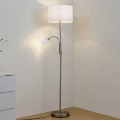 gulvlampe Jaileen, hvid, tekstil, 170 cm, læselampe^Lindby