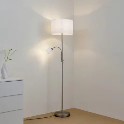gulvlampe Jaileen, hvid, tekstil, 170 cm, læselampe^Lindby