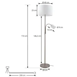 gulvlampe Jaileen, hvid, tekstil, 170 cm, læselampe^Lindby