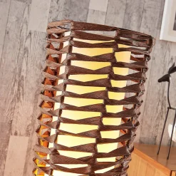 Lindby gulvlampe Joas, 110 cm, papir, tekstil, brun