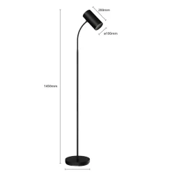 gulvlampe Karoli, sort, 156 cm, metal, fleksibel arm^Lindby Discount