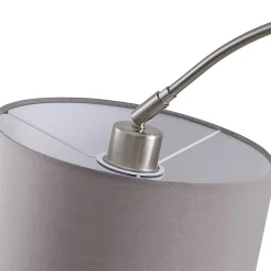 gulvlampe Keriba, nikkel/taupe, stof, 150 cm, E27^Lindby
