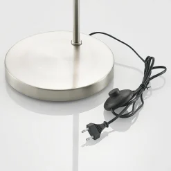 gulvlampe Keriba, nikkel/taupe, stof, 150 cm, E27^Lindby