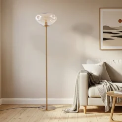 Lindby Gulvlamper|Gulvlamper>Gulvlampe Lelia, rav, glas, metal, 150 cm