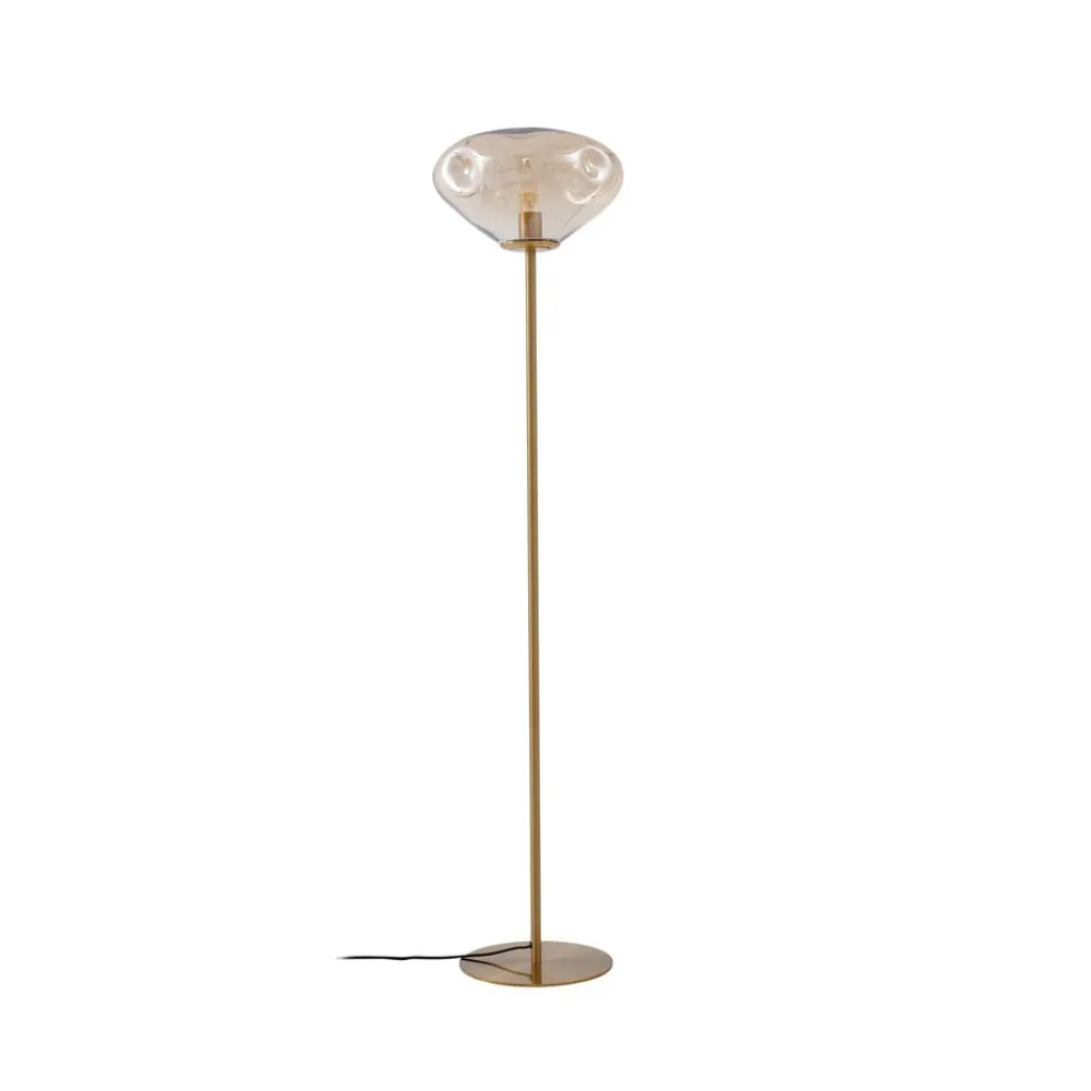 Lindby Gulvlamper|Gulvlamper>Gulvlampe Lelia, rav, glas, metal, 150 cm