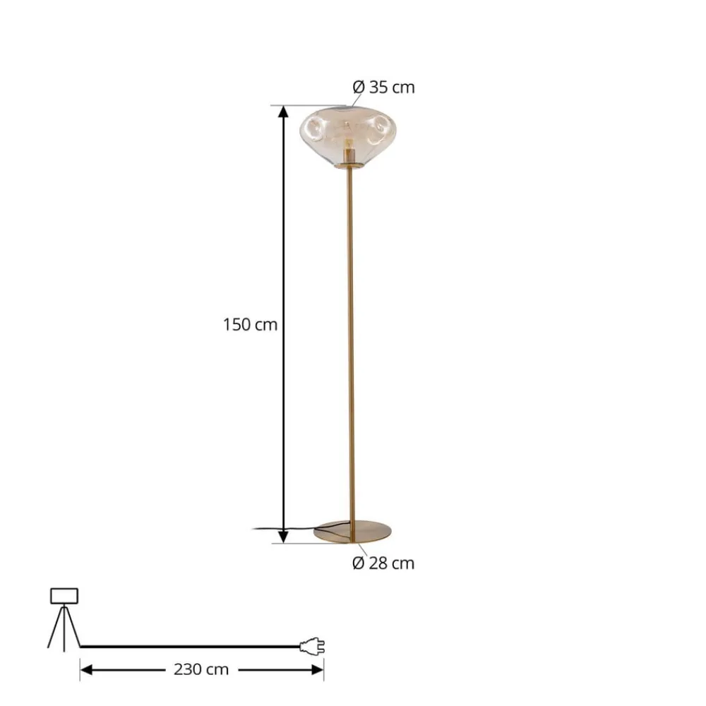 Lindby Gulvlamper|Gulvlamper>Gulvlampe Lelia, rav, glas, metal, 150 cm
