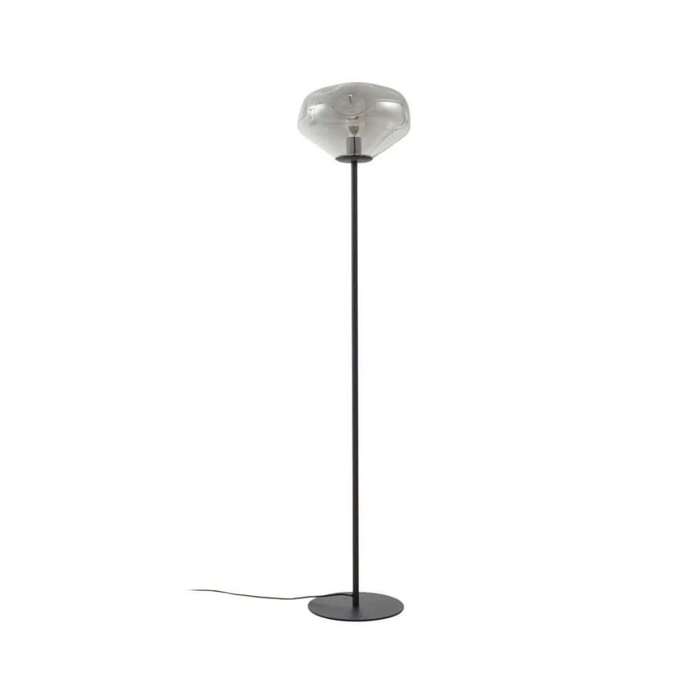 Lindby Gulvlamper|Gulvlamper>Gulvlampe Lelia, røggrå, glas, metal, 150 cm