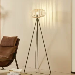 gulvlampe Lielle, naturlig bambus, Ø 40 cm^Lindby