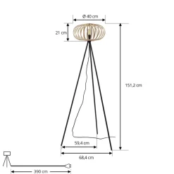 gulvlampe Lielle, naturlig bambus, Ø 40 cm^Lindby