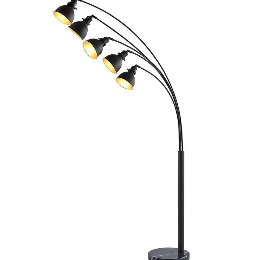 gulvlampe Lira, 5 lyskilder, højde 205 cm, sort, guld^Lindby Best