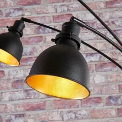 gulvlampe Lira, 5 lyskilder, højde 205 cm, sort, guld^Lindby Best