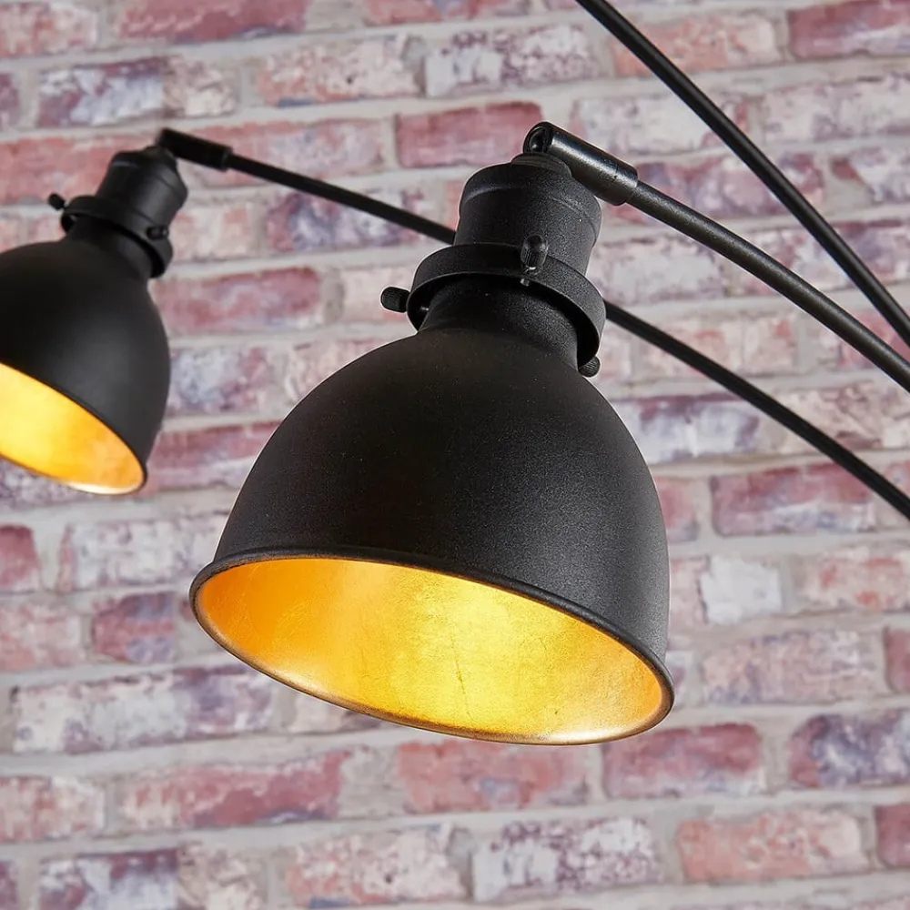 gulvlampe Lira, 5 lyskilder, højde 205 cm, sort, guld^Lindby Best