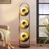 Lindby Gulvlamper|Gulvlamper>gulvlampe Muriel, 3 lyskilder, sort/guld, metal
