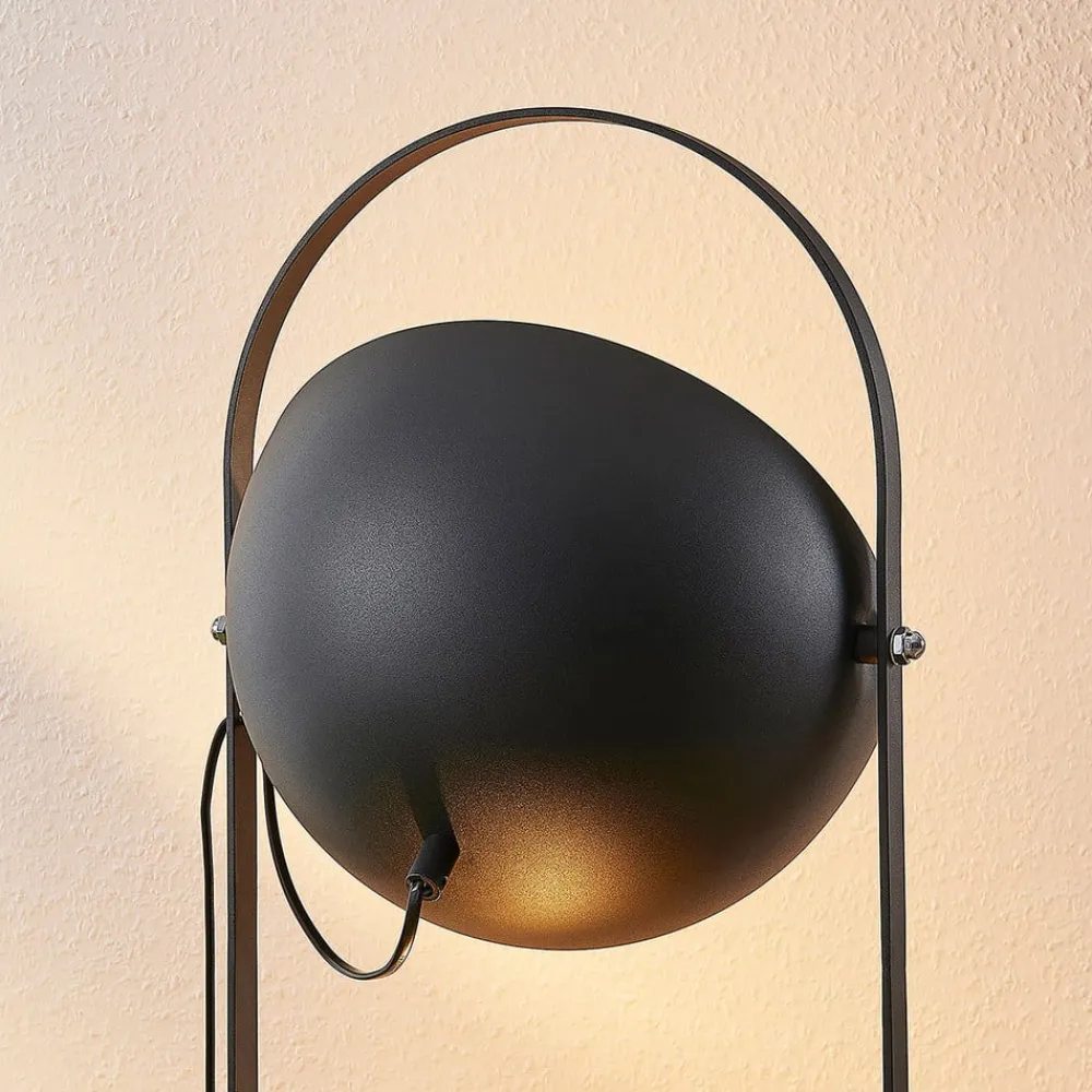 Lindby Gulvlamper|Gulvlamper>gulvlampe Muriel, 3 lyskilder, sort/guld, metal