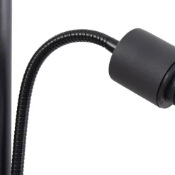 Lindby gulvlampe Nehemia, sort, glas, læselampe, 185 cm