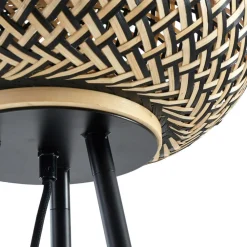 Lindby gulvlampe Nerys, sort, bambus, Ø 31,5 cm, stativ